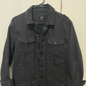 Men's Black Distressed Denim Jacket